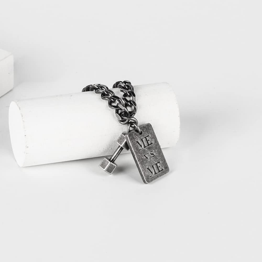 Men's & Women's Fitness Bracelet - Antique Silver Dumbbell Charm Sports Bracelet for Boys & Girls | Gym, Workout & Everyday Wear | Faith ME VS ME Lock Design