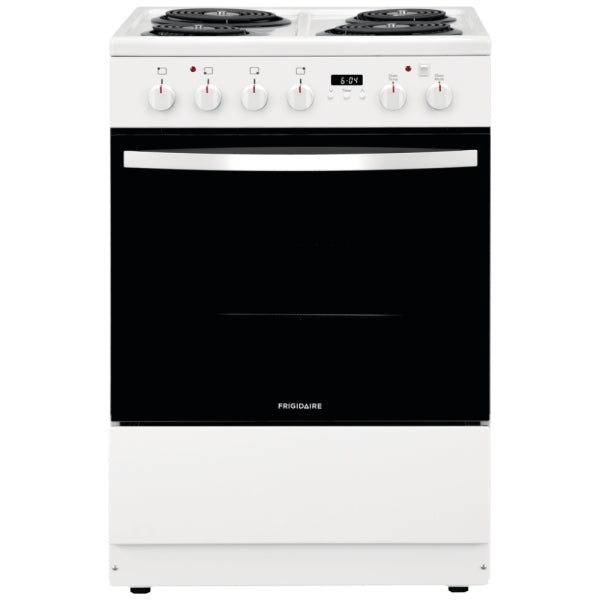 Frigidaire FCFC241CAW 24 Inch Freestanding Electric Range - White Stainless Steel Stove with Convection Oven & Self-Cleaning - Perfect for Modern Kitchens & Home Cooking