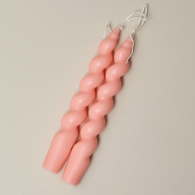 Pastel Spiral Twisted Candles (2 Pack) - Handmade Decorative Candles for Weddings, Home Decor & Relaxation