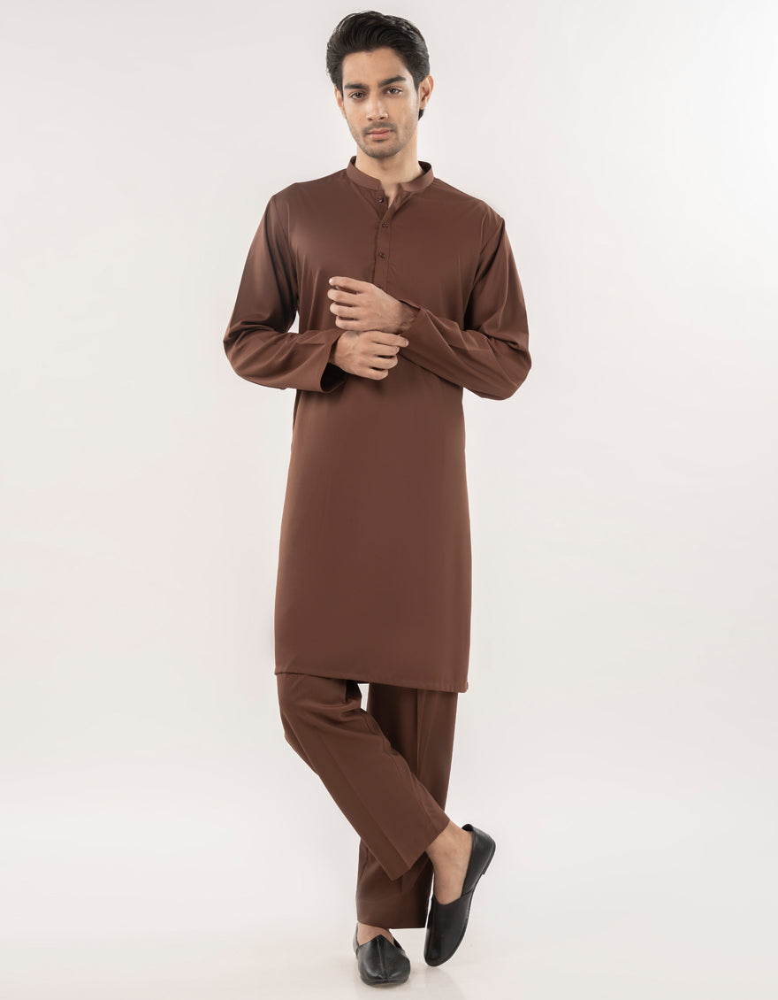 Stylish Blended Brown Kurta Trouser by J. Junaid Jamshed - Comfortable Ethnic Wear for Men - Perfect for Eid, Weddings & Special Occasions