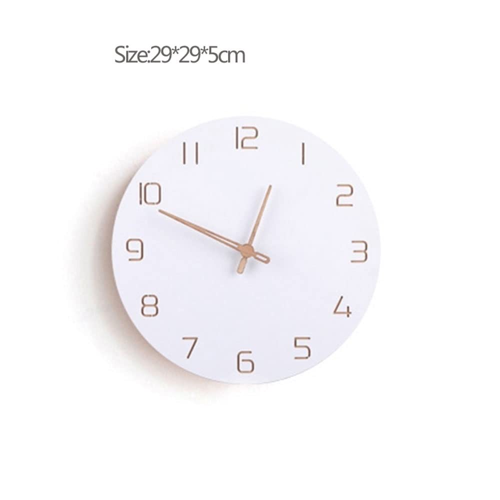 Nordic Wooden Wall Clock - Large Modern Silent Non-Ticking Wall Clock for Home, Bedroom, Kids Room - White Decorative Clock for Living Room & Office Decor