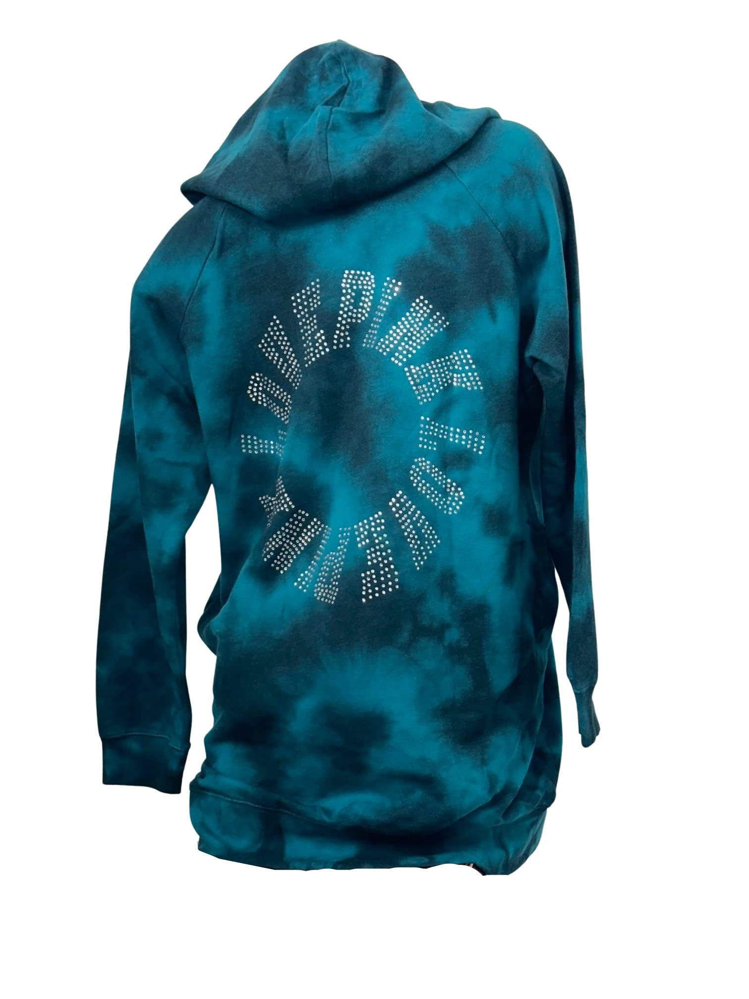 Victoria's Secret Pink Oversized Tie Dye Hoodie Dress with Rhinestones - Green Shine Medium Size | Cozy Loungewear & Casual Streetwear Fashion for Women
