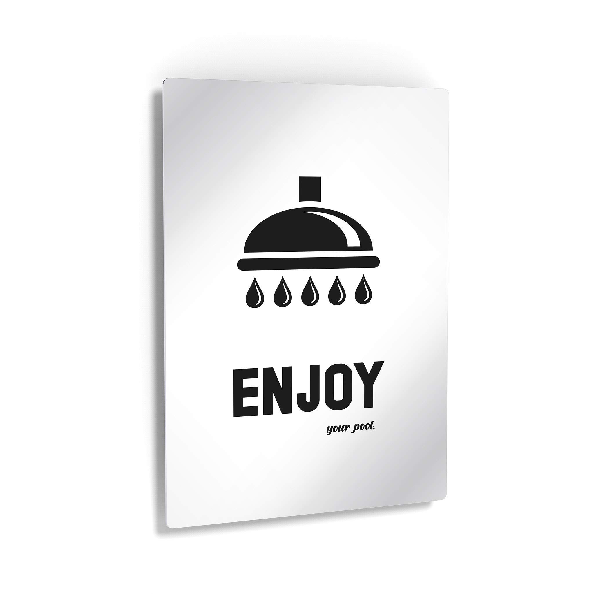 Funny Bathroom Wall Art - Enjoy Your Pool Quote Metal Print - Ready to Hang Bathroom Decor (40x30) - Perfect for Pool Houses, Beach Themed Bathrooms & Spa Decor - Made in USA