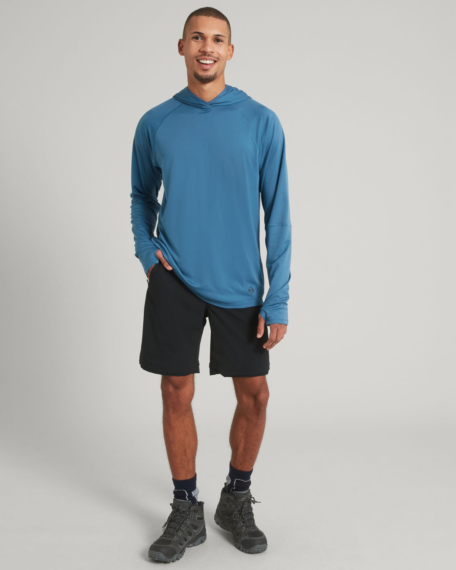 Men's SUN Stopper Hoodie - UPF 50+ Sun Protection, Lightweight & Breathable, Steel Blue - Perfect for Outdoor Activities, Hiking, and Beach Wear