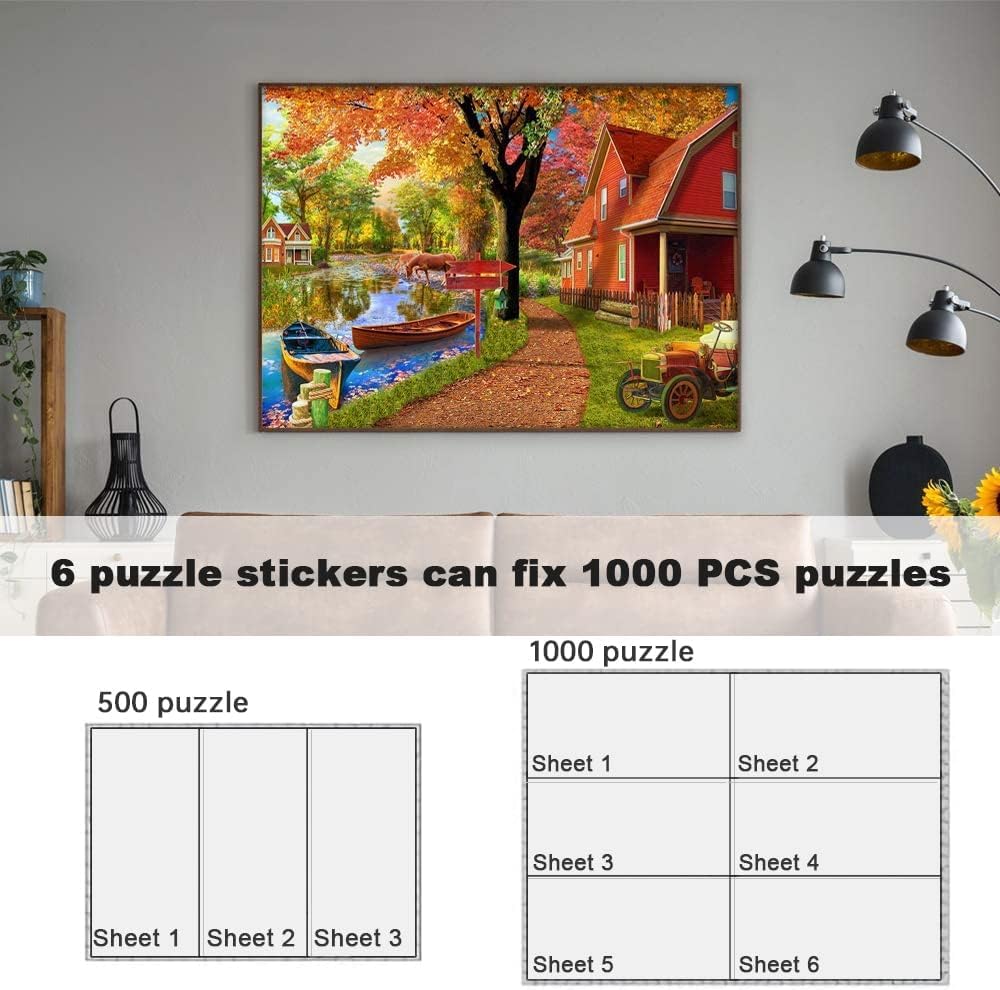 24-Pack Black Puzzle Saver Glue Sheets - Peel & Stick Adhesive for 1000/2000/500-Piece Jigsaw Puzzles - No Mess Puzzle Preserver & Frame Kit - Perfect for Displaying Finished Puzzles at Home or Office