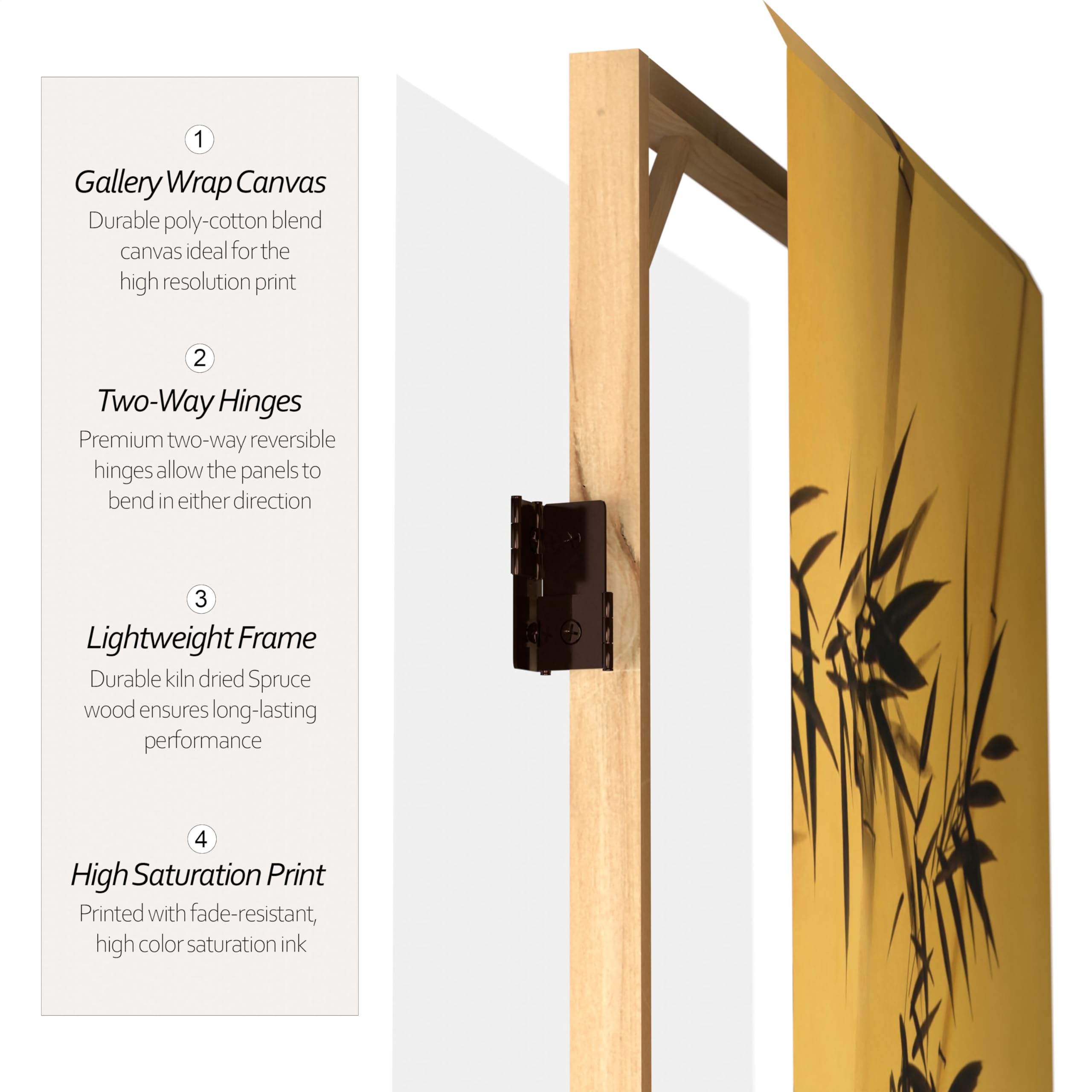 3 ft. Red Lantern Double-Sided Bamboo Room Divider - Handmade Canvas Folding Screen for Home Decor, Office Partition & Asian-Themed Events