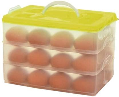 36 Grid Plastic Egg Tray Organizer with Lid - Stackable Egg Storage Box for Fridge, Kitchen & Pantry - Perfect for Farm Fresh Eggs, Grocery Stores & Home Organization