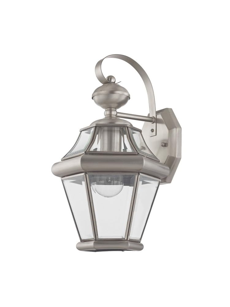 Livex Lighting 2161-04 Black Outdoor Wall Lantern with Clear Beveled Glass Shades - Weatherproof Exterior Light for Porch, Patio, Garden & Entryway