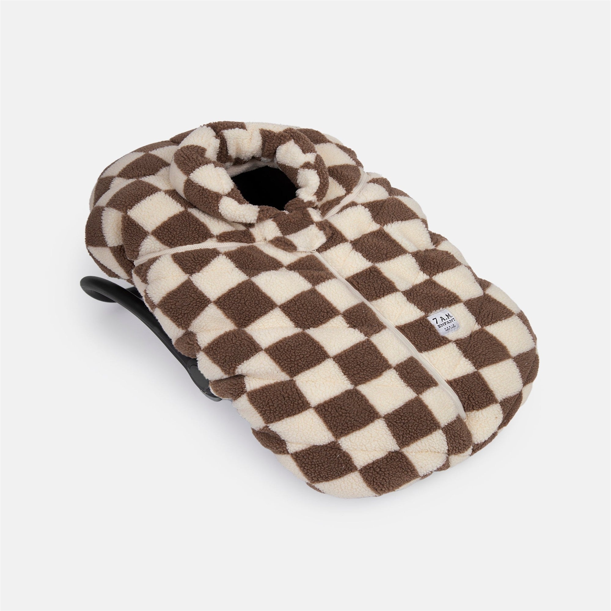 7AM Enfant Car Seat Cocoon - Premium Checker Berber Baby Car Seat Cover for Winter Warmth & Comfort - Perfect for Cold Weather Travel & Outdoor Stroller Use