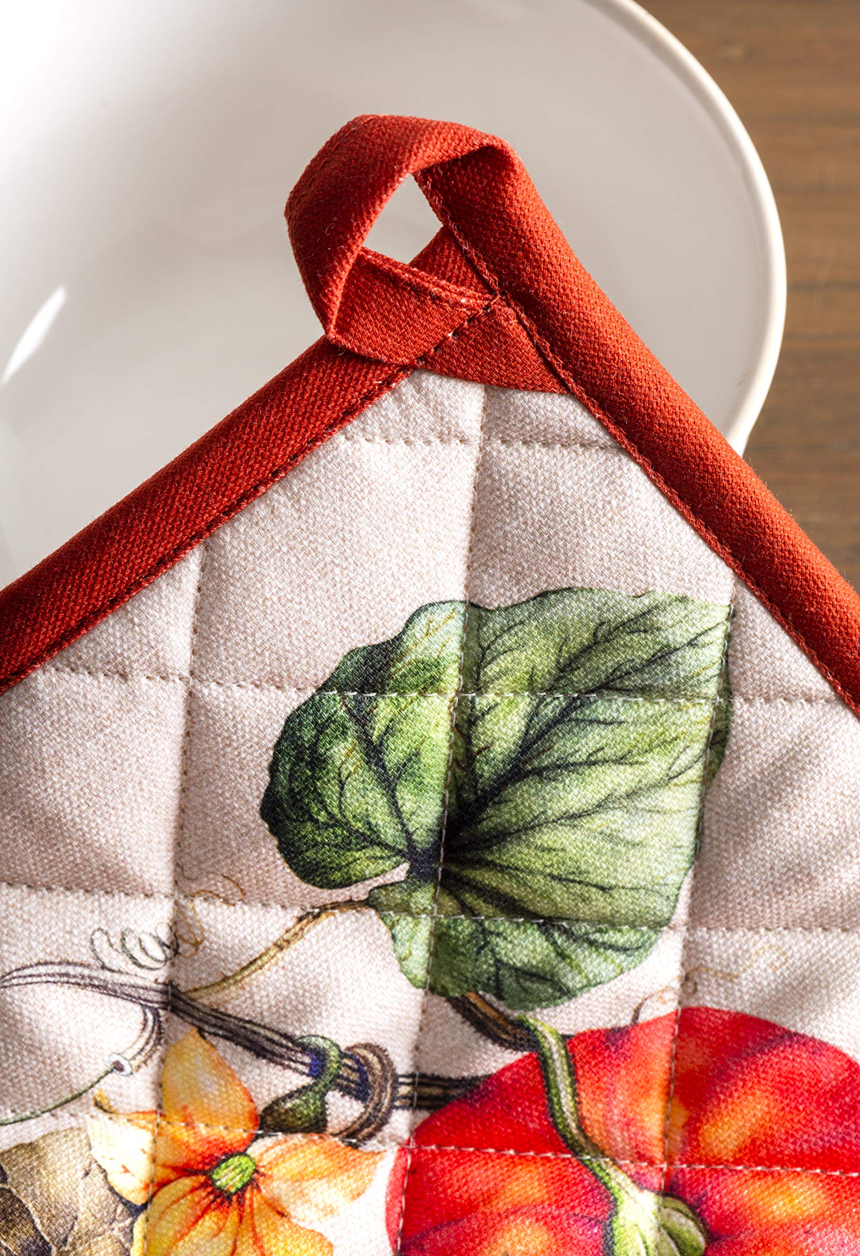 Hermine Cotton Oven Mitt and Pot Holder Set - Heat Resistant Kitchen Gloves for Baking, Cooking, BBQ (7.5x13 & 8x8 Inches) - Soft & Durable Cotton Pot Holders - Perfect for Thanksgiving, Christmas, and Holiday Cooking Gifts