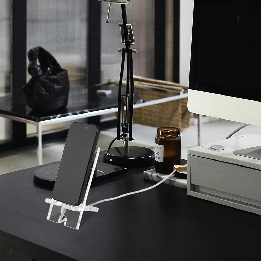 Funny Acrylic Phone Stand for Desk - Humorous Office Gift for Women, Men, Coworkers, Friends & Family - Unique Table & Nightstand Holder for Home & Office Use - Perfect for Watching Videos, Video Calls & Hands-Free Browsing - DX06