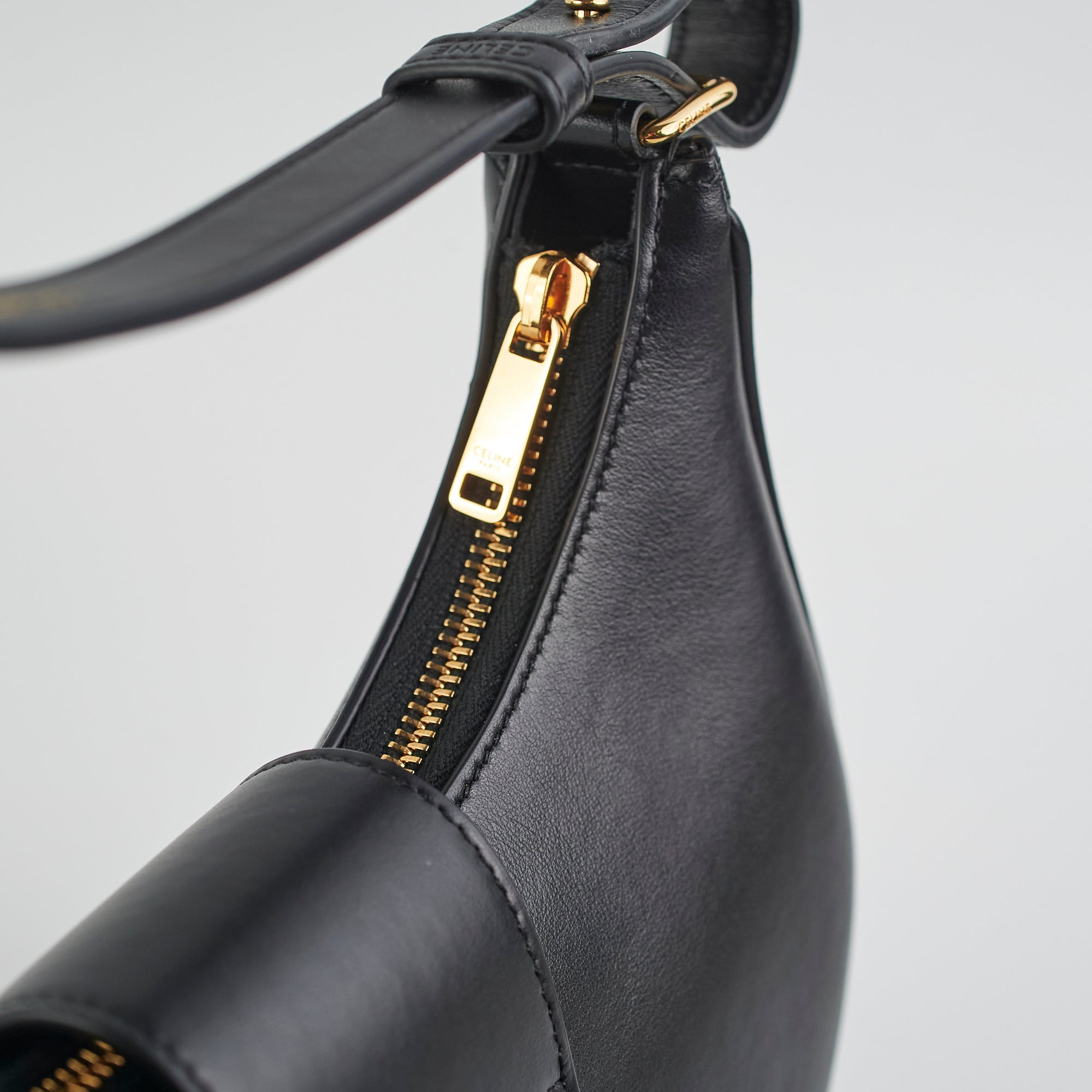 Celine Triomphe Black Calfskin Shoulder Bag for Women | Luxury Leather Handbag | Fashionable Crossbody Purse for Work, Travel & Evening Events