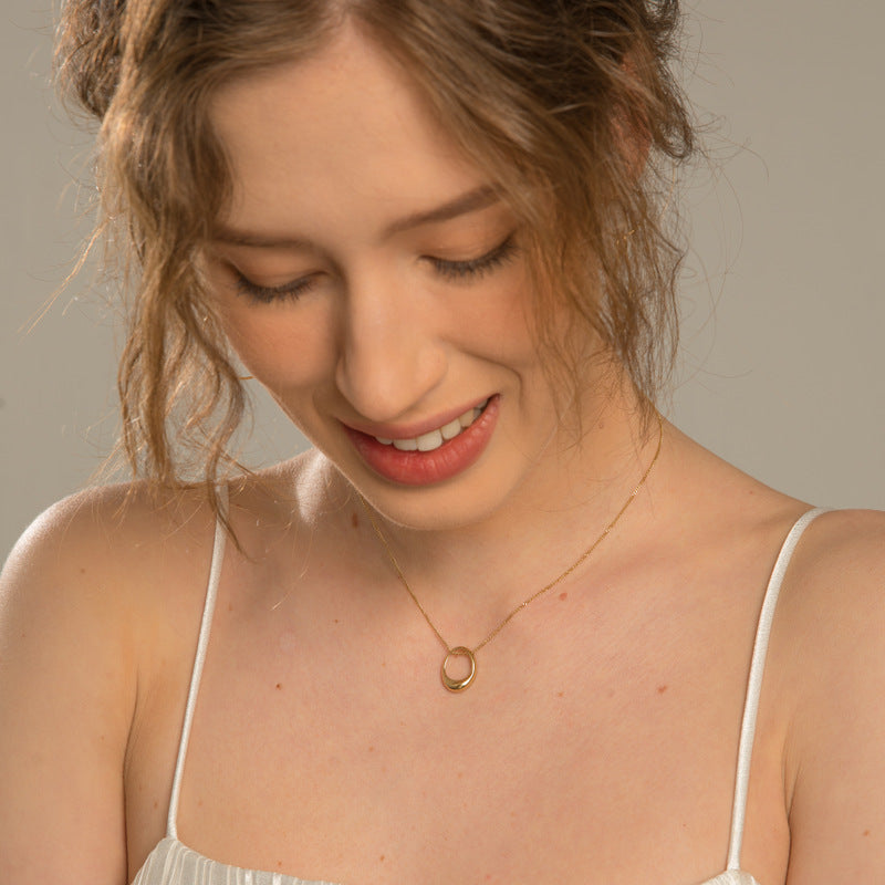 Simple Geometry Open Circle Pendant Necklace - Minimalist Gold/Silver Jewelry for Women | HN1130 | Perfect for Everyday Wear, Date Nights & Gifting