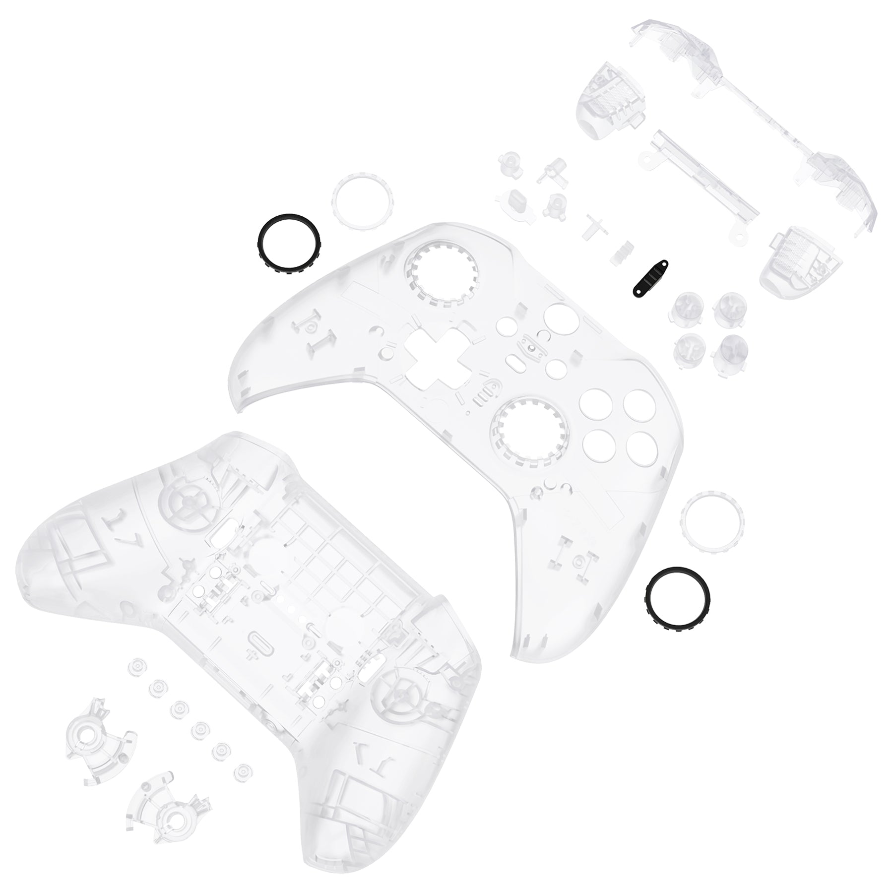 eXtremeRate Clear Full Shell Replacement with Buttons Kit for Xbox One Elite Series 2 & Elite 2 Core Controller (Model 1797) - Customize Your Gaming Experience for Enhanced Comfort and Style