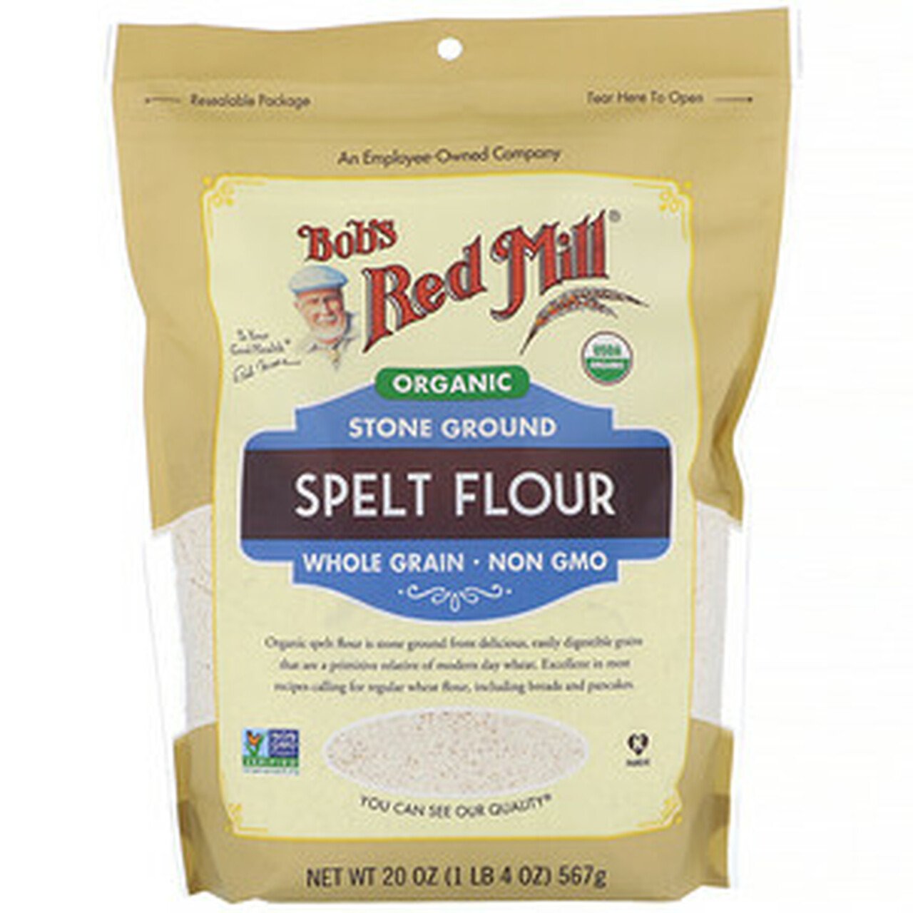 Organic Spelt Flour by Bob's Red Mill | Non-GMO, Whole Grain Flour for Baking Bread, Cookies & Healthy Recipes | Perfect for Artisan Bread, Pancakes & Gluten-Free Cooking