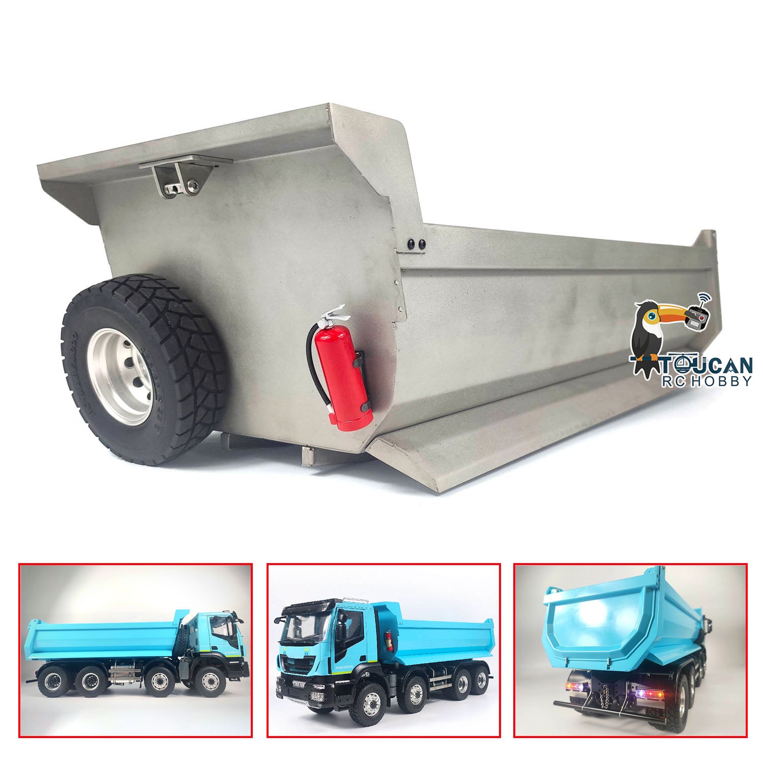 1/14 Scale RC Hydraulic Dump Truck with Metal U-Shaped Bucket & Cover - Heavy Duty Remote Control Dumper for Construction Site Simulation & Off-Road Play