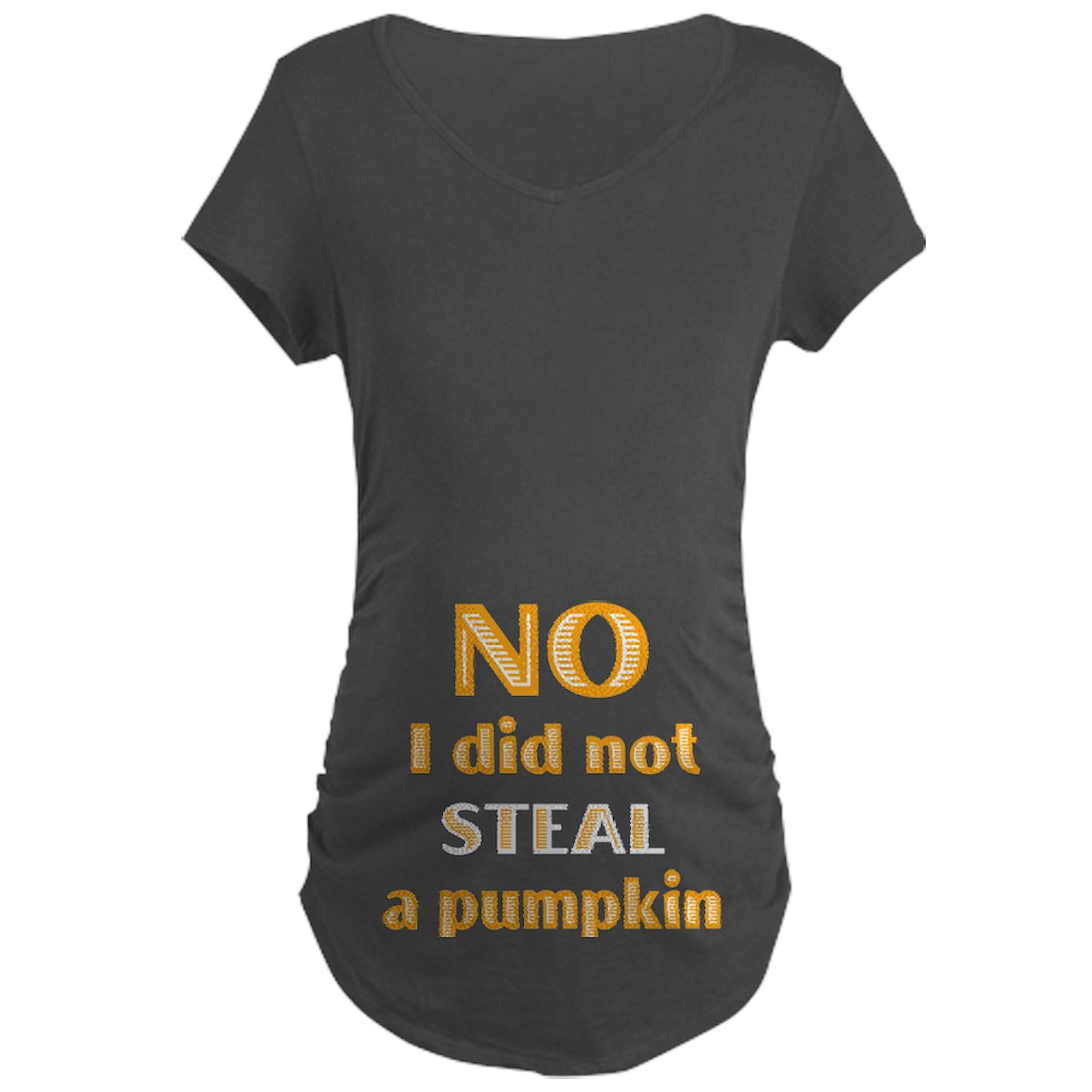 No I Did Not Steal A Pumpkin Maternity T-Shirt - Women's Ruched Side Pregnancy Tee for Halloween & Fall Season