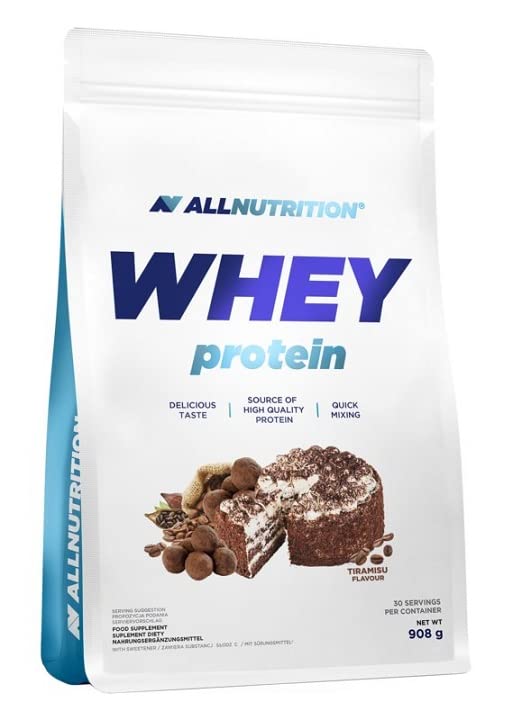 Allnutrition Whey Protein Powder - Tiramisu Flavor, 908g (2 lbs) | High-Quality Protein Supplement for Muscle Recovery & Growth | Perfect for Post-Workout Shakes, Smoothies & Baking