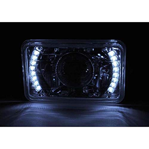 Octane Lighting 4X6 White LED Halo Projector Headlights - Crystal Clear Halogen Replacement Bulbs Set for Trucks & SUVs - Enhanced Night Driving & Off-Road Visibility