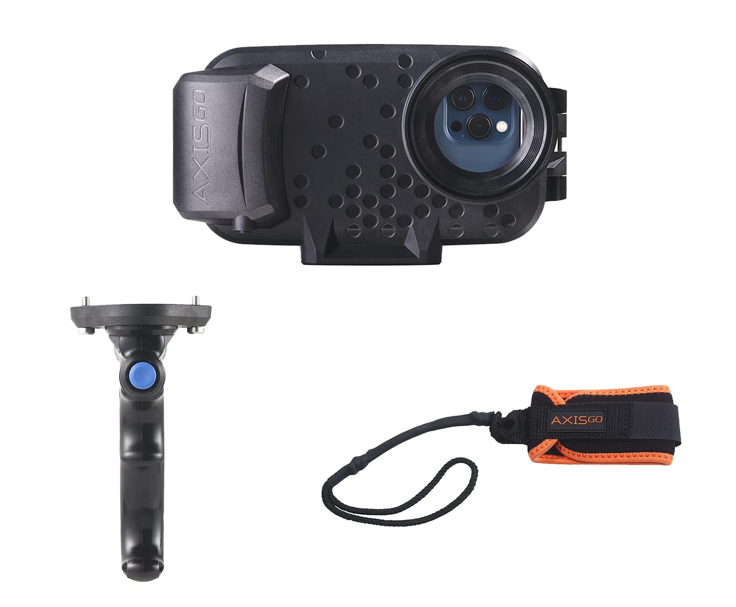 AquaTech AxisGO Waterproof Case for iPhone 12/12 Pro/12 Pro Max - Underwater Housing with Bluetooth Pistol Grip & Sports Leash - Deep Black - Perfect for Scuba Diving, Surfing & Outdoor Adventures