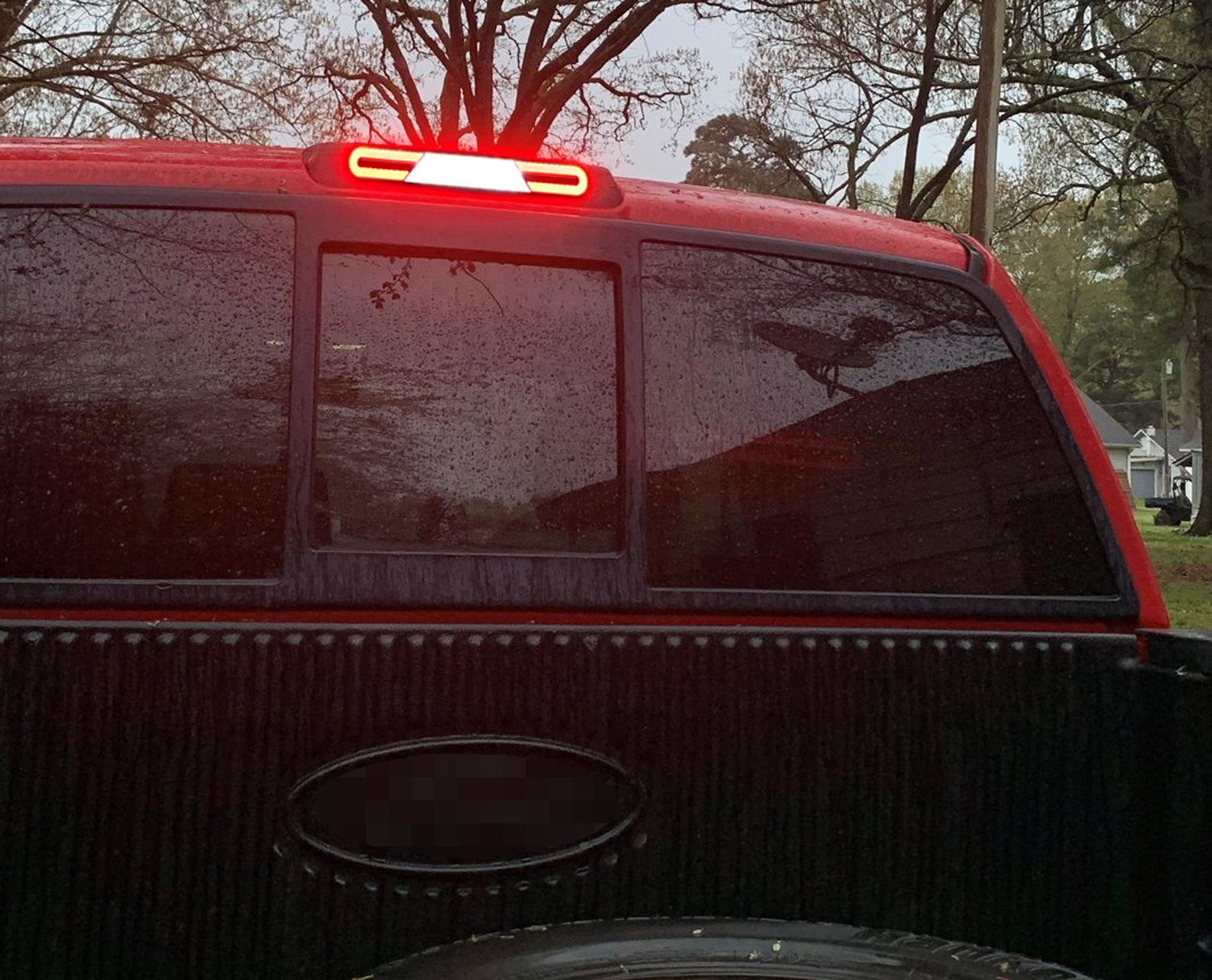 Dark Red Double C Ring Full LED High Mount 3rd Brake Light Compatible with 2004-2008 Ford F150 - Enhanced Safety & Style for Pickup Trucks