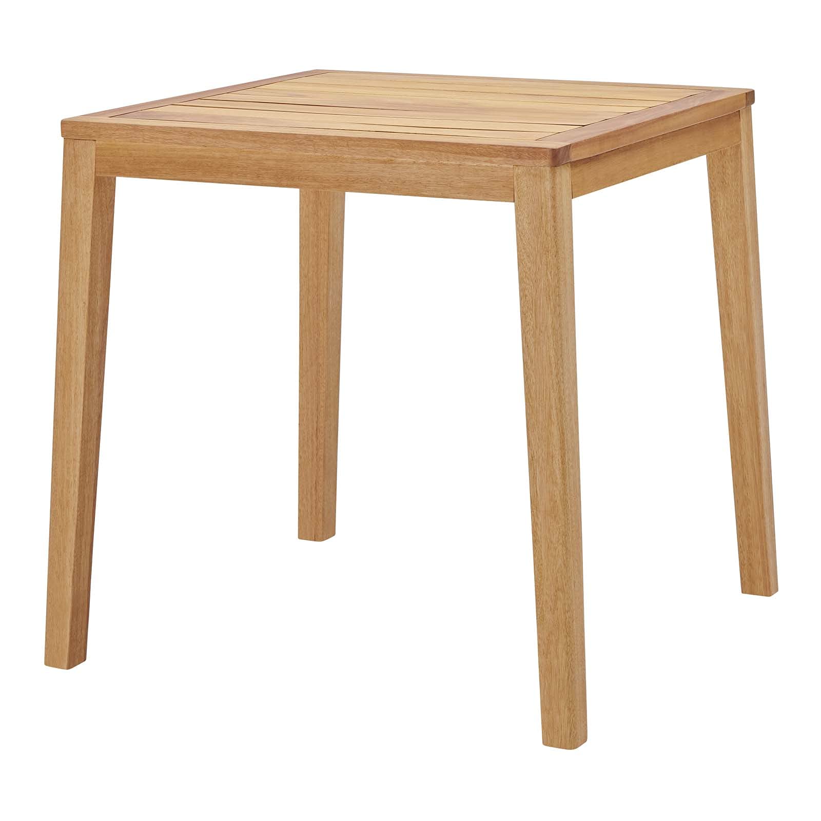 Modern Square Wooden Bar Side Table, Brown Natural Finish, Perfect for Outdoor Patio, Balcony, Cafe, Bistro, Garden, or Hotel Decor