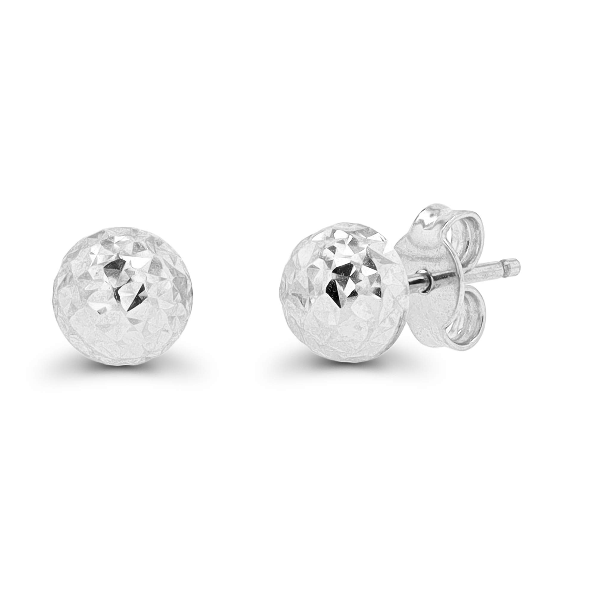14K Yellow or White Gold Diamond Cut Ball Stud Earrings for Women | 6mm-12mm Sizes | Hypoallergenic Italian Craftsmanship | Perfect for Everyday Wear, Gifts & Special Occasions