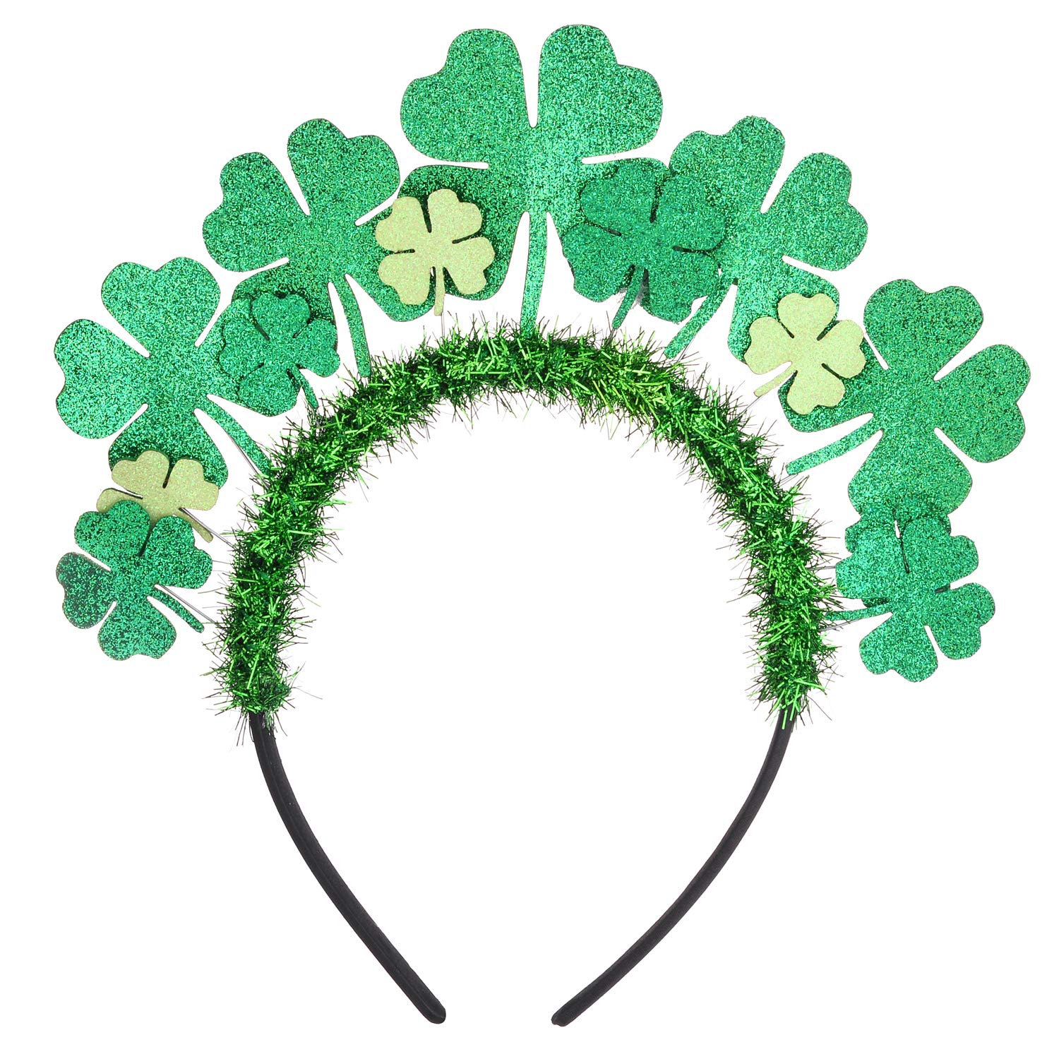 Lucky Clover Headband for St. Patrick's Day - Green Glitter Accessory for Party & Costume