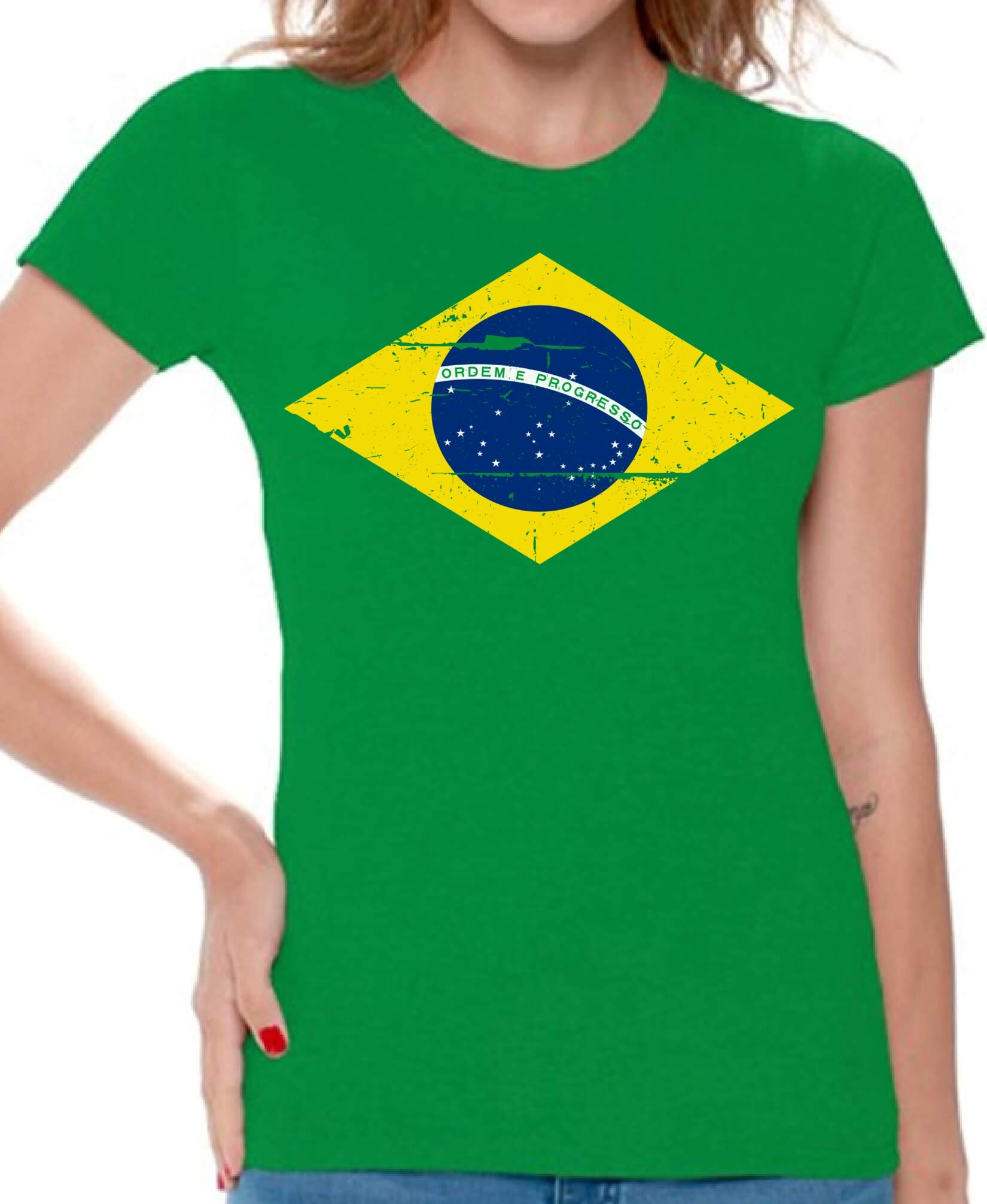 Brazil Flag T-Shirts for Women - Patriotic Brazilian Gifts & Souvenirs - Perfect for Carnival, World Cup & National Pride Celebrations