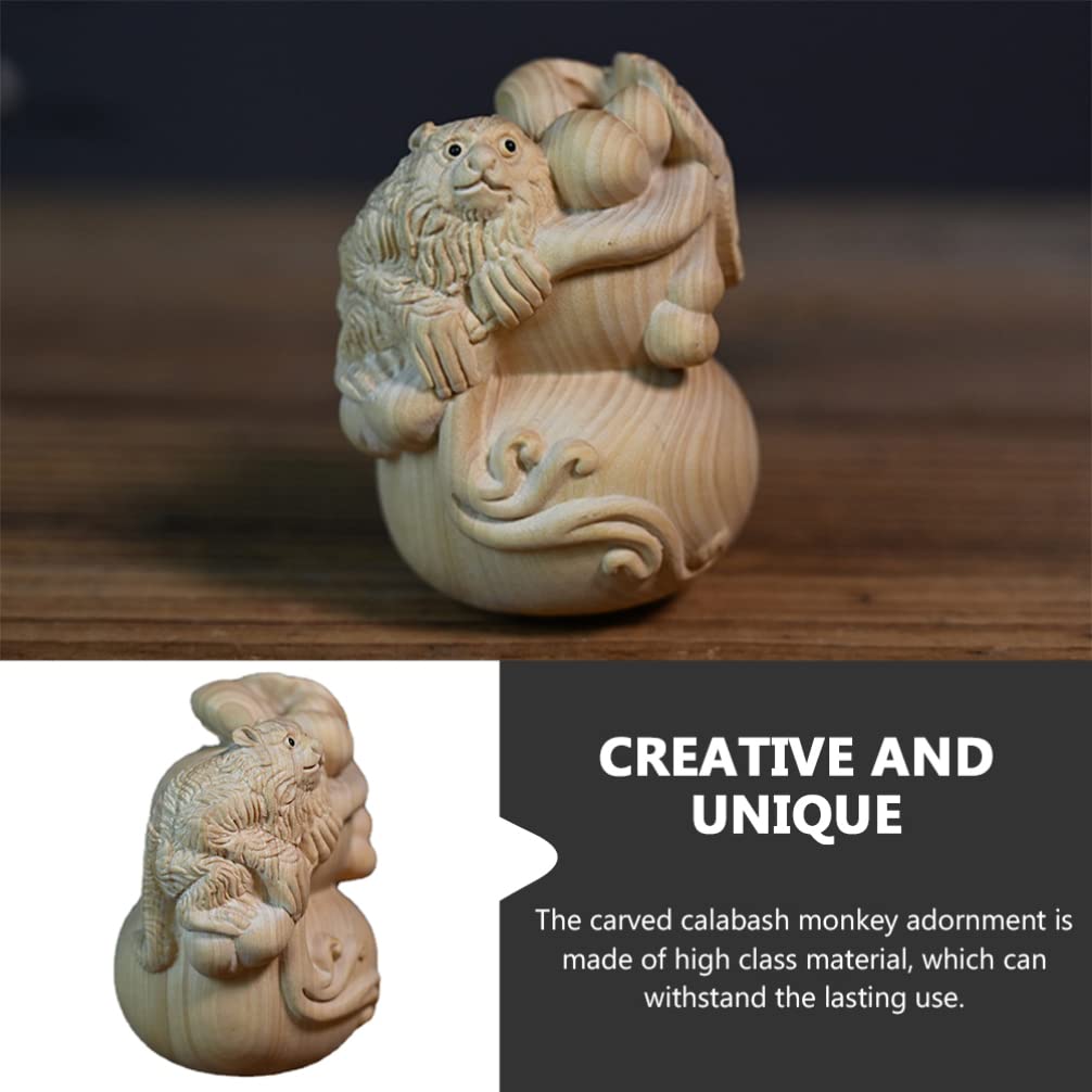 Exquisite Hand-Carved Wooden Monkey Figurine - Chinese Boxwood Home & Office Decor, Desktop Ornament, Gift for Collectors - Perfect for Feng Shui, Bookshelf Display, and Asian-Inspired Interior Design