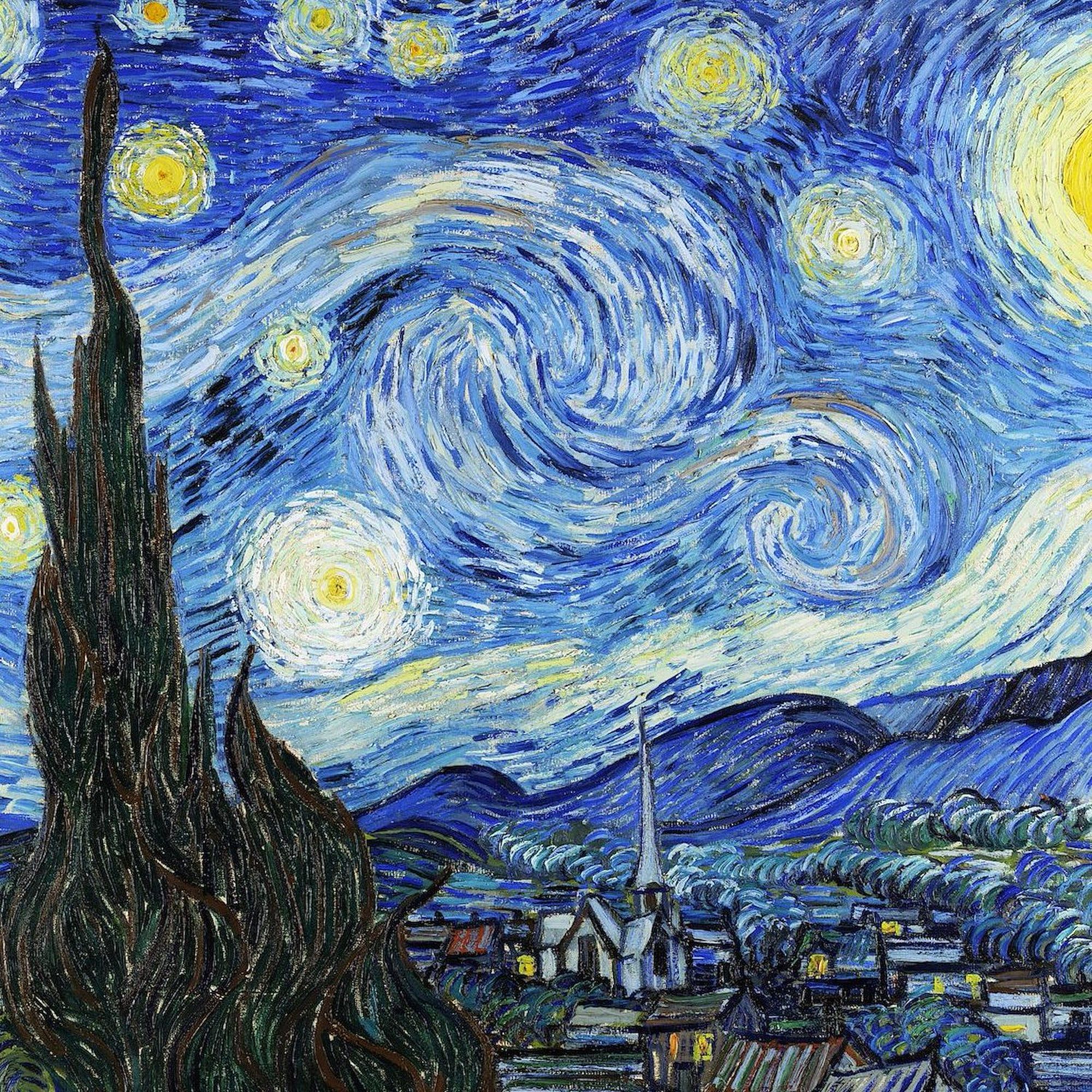 Vincent Van Gogh The Starry Night 3x3 Inch Square Bumper Sticker - Waterproof Car Decal, Laptop & Notebook Sticker - Perfect for Cars, Windows, Laptops & DIY Projects