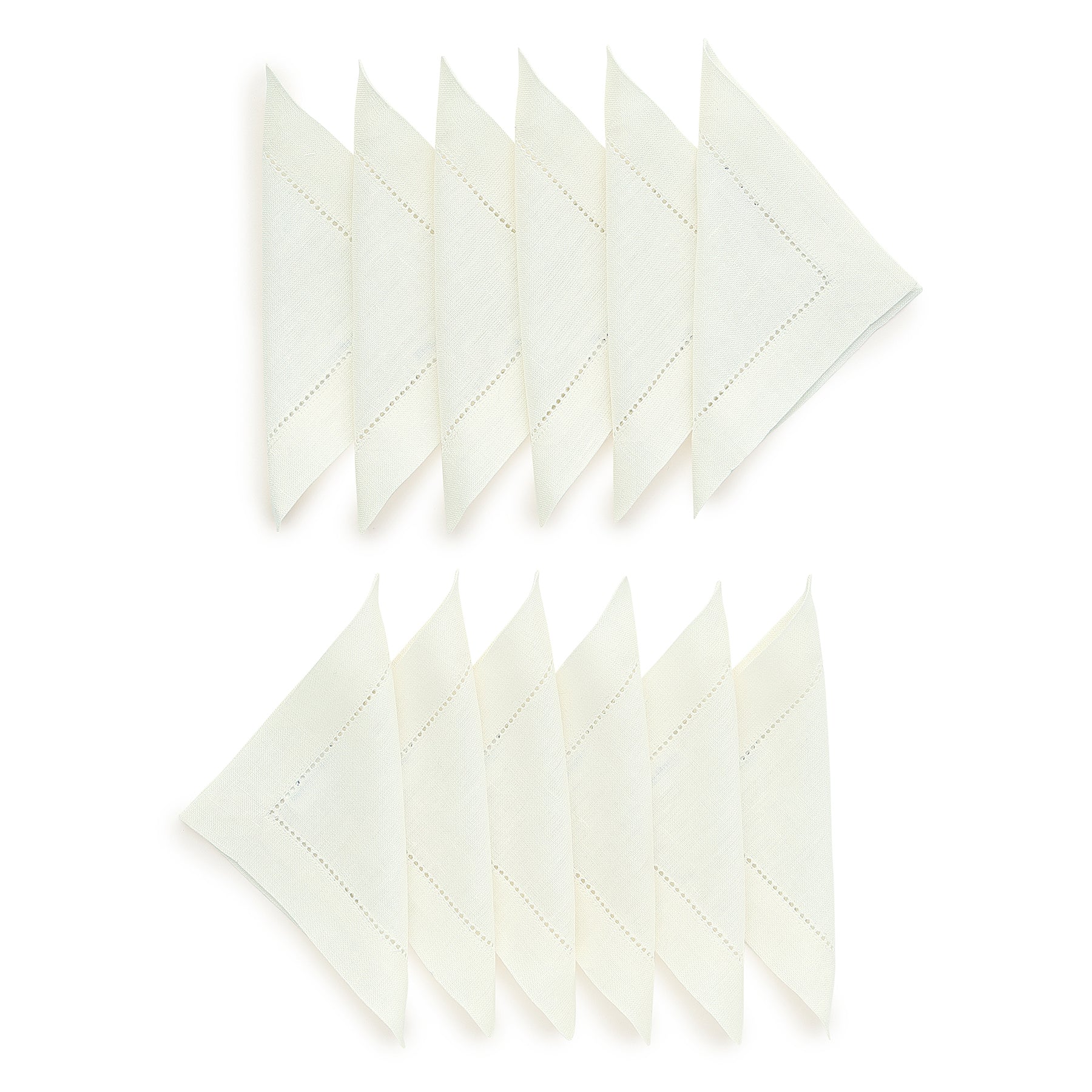 Premium Classic Hemstitch Cocktail Napkins - Set of 12 White Linen Drink Napkins for Parties, Weddings & Elegant Dining - Absorbent & Decorative Tableware Accessories