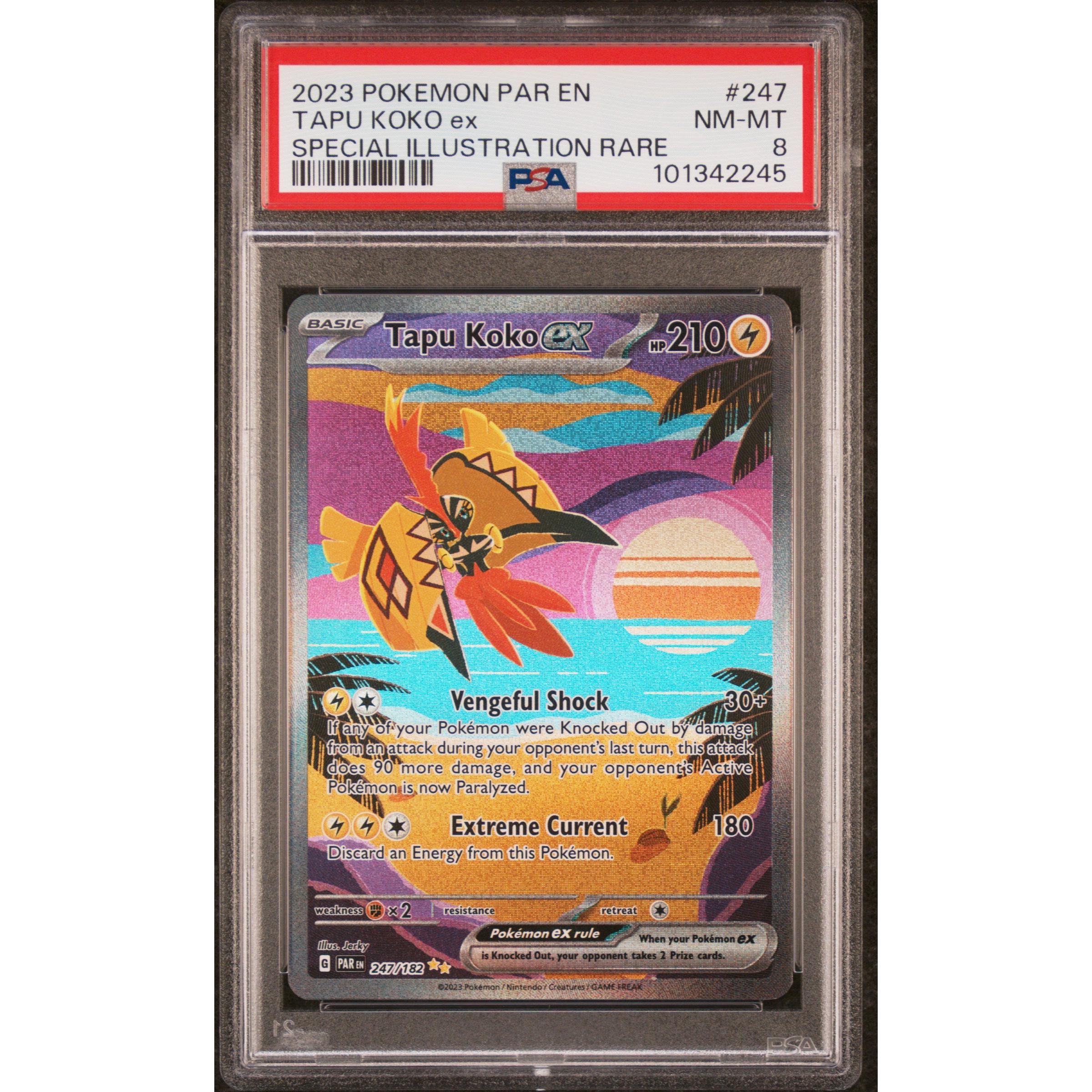 2023 Pokemon Paradox Rift Tapu Koko 247/182 PSA 8 Graded Trading Card - Rare Collectible for Pokemon TCG Players & Investors | Perfect for Display, Gaming Tournaments, and Card Collections