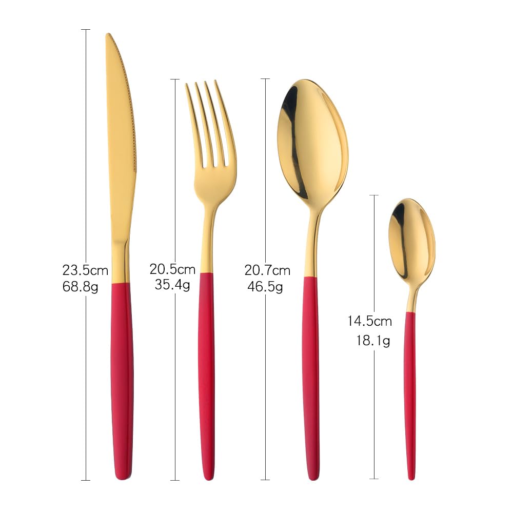 4-Piece Stainless Steel Flatware Set - Knives, Spoons & Forks for Home, Kitchen, Restaurant & Hotel - Mirror Polished Black Gold Utensils - Dishwasher Safe - Perfect for Dining, Parties, Gifts & Everyday Use