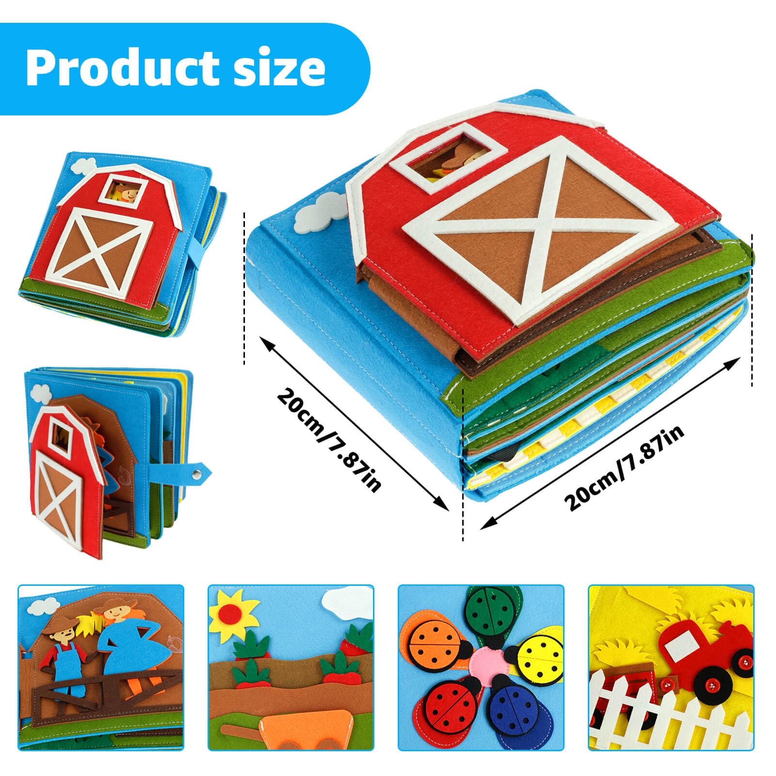 Montessori Busy Book for Toddlers 3+ | 3D Felt Quiet Book for Babies & Autism Sensory Toys | Fine Motor Skills Development & Preschool Learning Activities | Educational Travel Toy for Kids | Perfect Gift for Toddlers, Preschoolers & Special Needs Children | Great for Airplane, Car Rides & Quiet Time Play