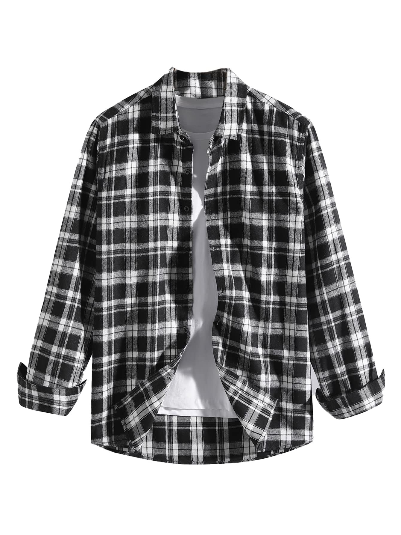 OYOANGLE Men's Long Sleeve Plaid Button Down Shirt - Casual Business Office Wear, Comfortable Dress Shirt for Work, Date & Formal Occasions