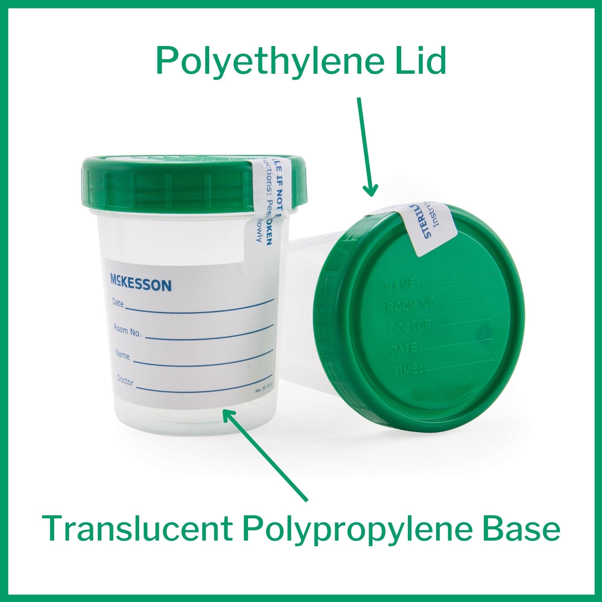 McKesson Leak-Proof Specimen Cups with Lids - 4 oz (120ml) Urine Sample Containers - Pack of 100 - Ideal for Medical Tests, Home Health Monitoring & Laboratory Use
