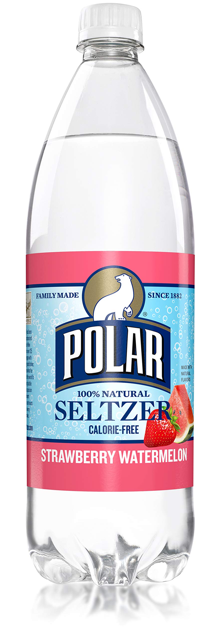 Polar Seltzer Strawberry Watermelon Sparkling Water - 12 Pack (33.8 Fl Oz Cans) | Refreshing Zero Calorie Carbonated Drink for Parties, Office & Home Hydration