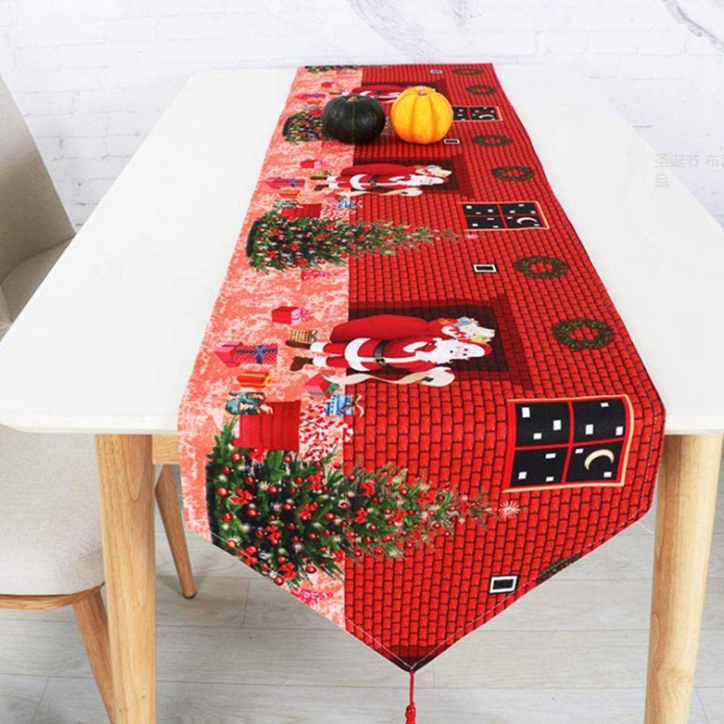 Elegant Christmas Linen Table Runner with Tassels - Holiday Dining Decor for Dinner Parties, Banquets & Festive Home Decoration | Perfect for Holiday Tablescapes, Christmas Feasts & Seasonal Home Styling
