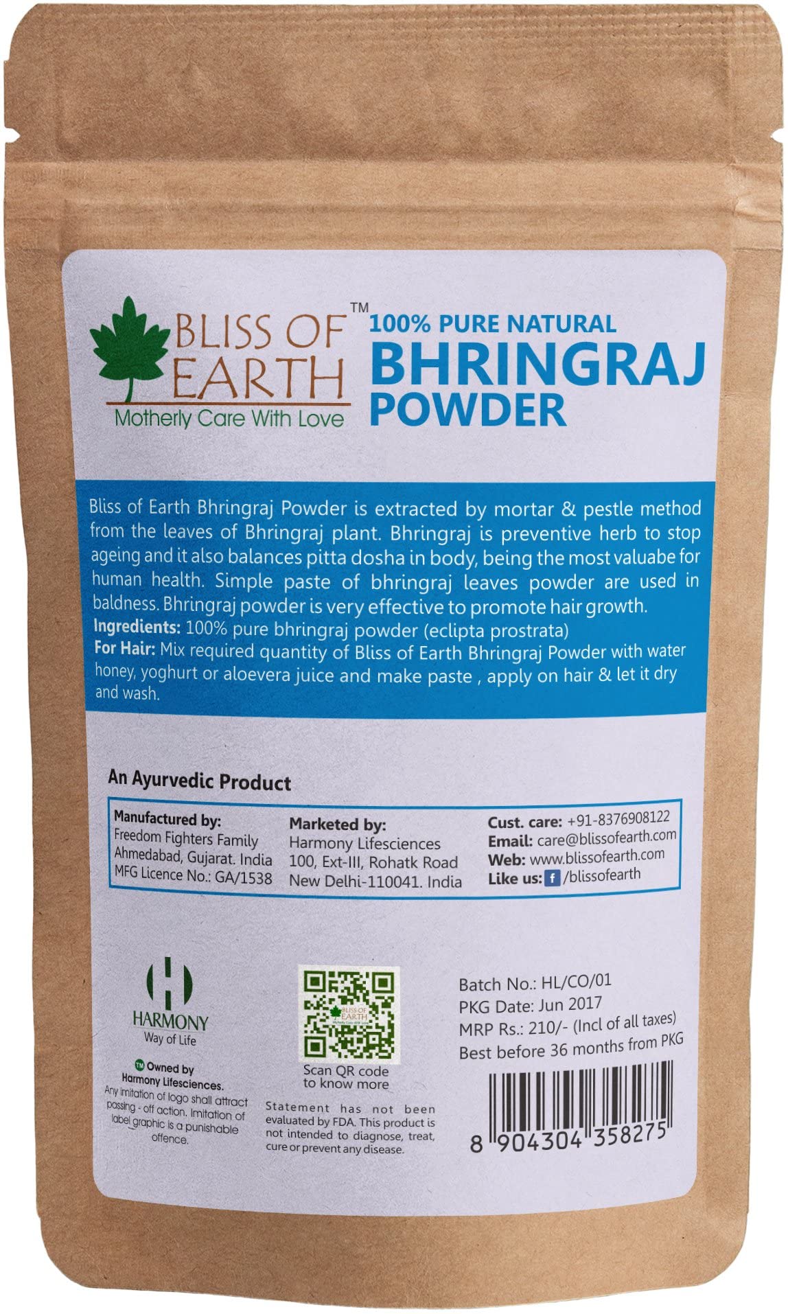 Organic Bhringraj Powder 100g - Herbal Hair Growth & Skin Care Treatment | Natural Edible Hair Mask for Stronger, Healthier Hair | Perfect for DIY Hair & Beauty Routines
