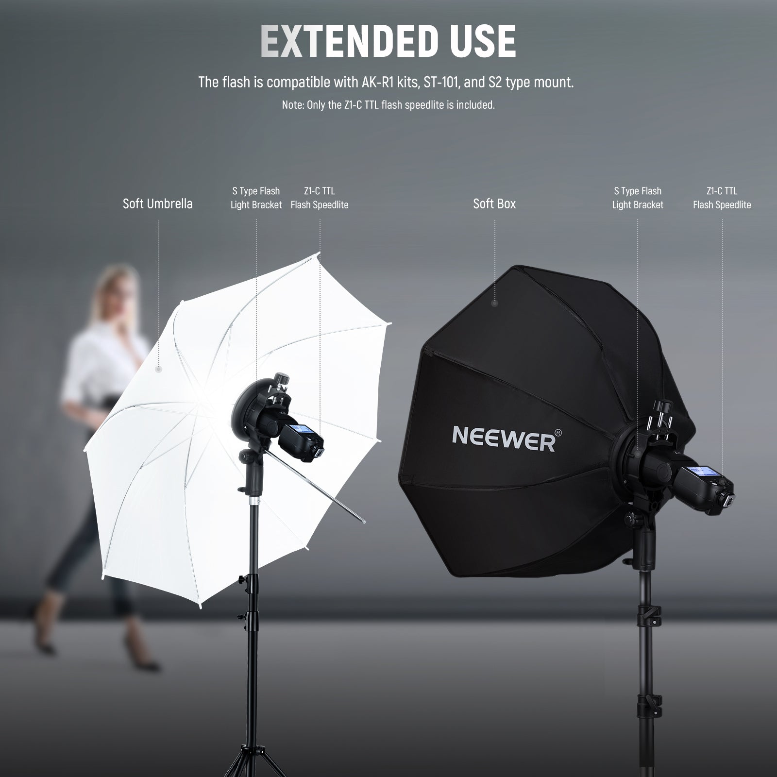 NEEWER Z1-C TTL Round Head Flash Speedlite for Canon DSLR Cameras - Professional Photography Lighting for Portraits, Events & Studio Shoots