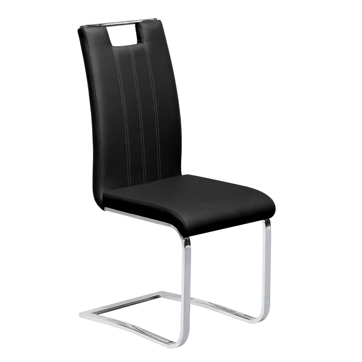 7-Piece Porfirio Dining Set with Zane Chairs in Premium Black Leather - Perfect for Modern Dining Rooms, Kitchen Nooks & Entertaining Guests