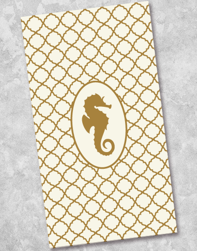 Golden Seahorse Guest Towel Napkins - 40 Count Premium Cotton Cocktail Napkins for Parties, Weddings & Home Decor - Elegant Decorative Paper Napkins for Drinks, Appetizers & Special Occasions