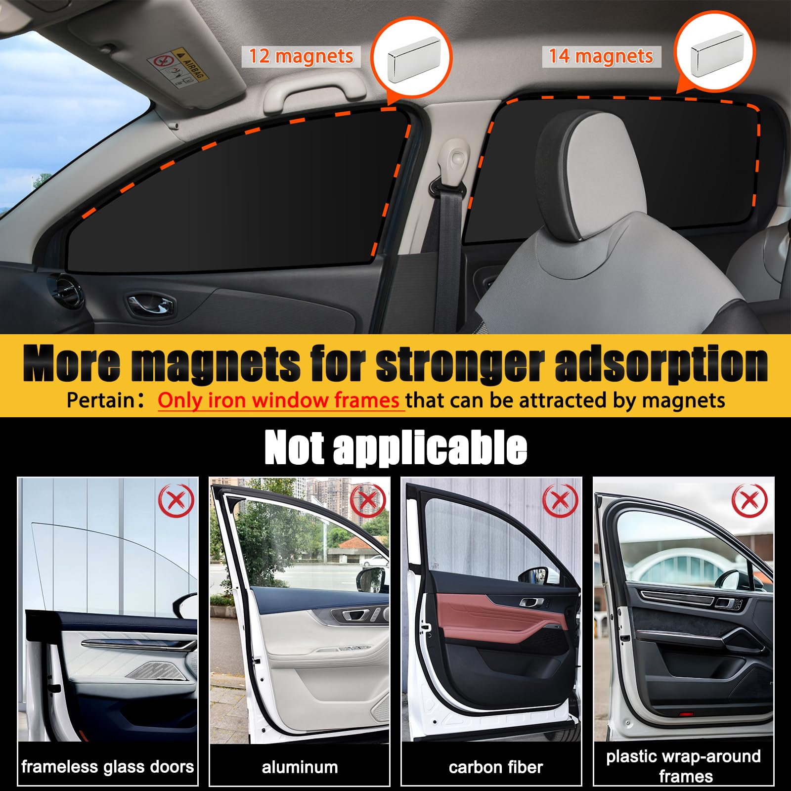 XCBYT 4-Pack Double-Sided Car Window Shades - Premium Privacy Curtains for Breastfeeding, Napping, Dressing, Camping, Road Trips, and Sun Protection