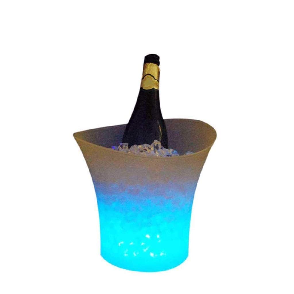 LED Gradient Changing Ice Bucket - Luminous Plastic Champagne & Wine Cooler with Color-Changing Lights - Perfect for Parties, Weddings, Bars & Home Entertaining (Blue)