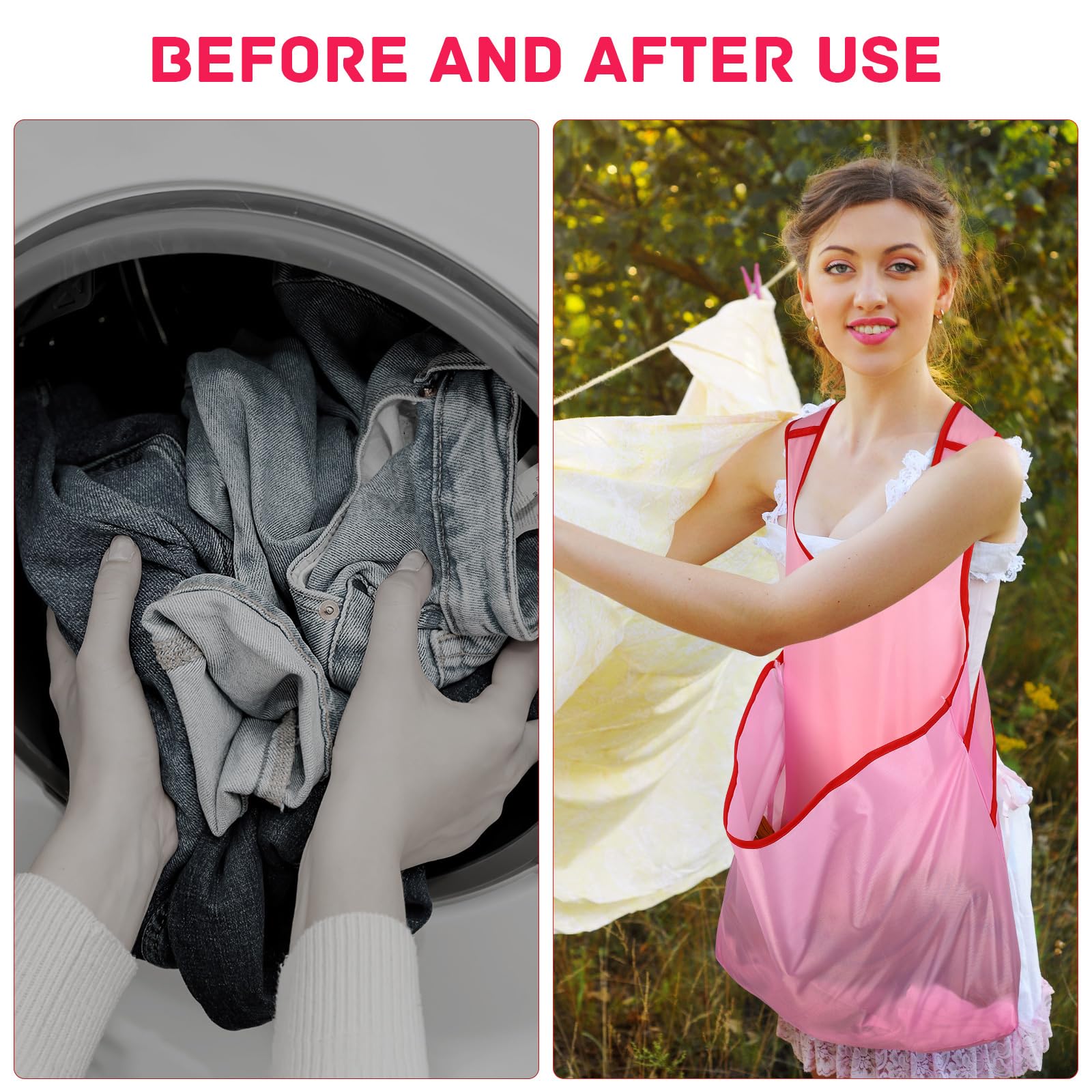 Portable Clothes Drying Apron - Quick Dry Laundry Hanging Apron for Travel, Camping & Small Spaces - Hands-Free Garment Drying Solution