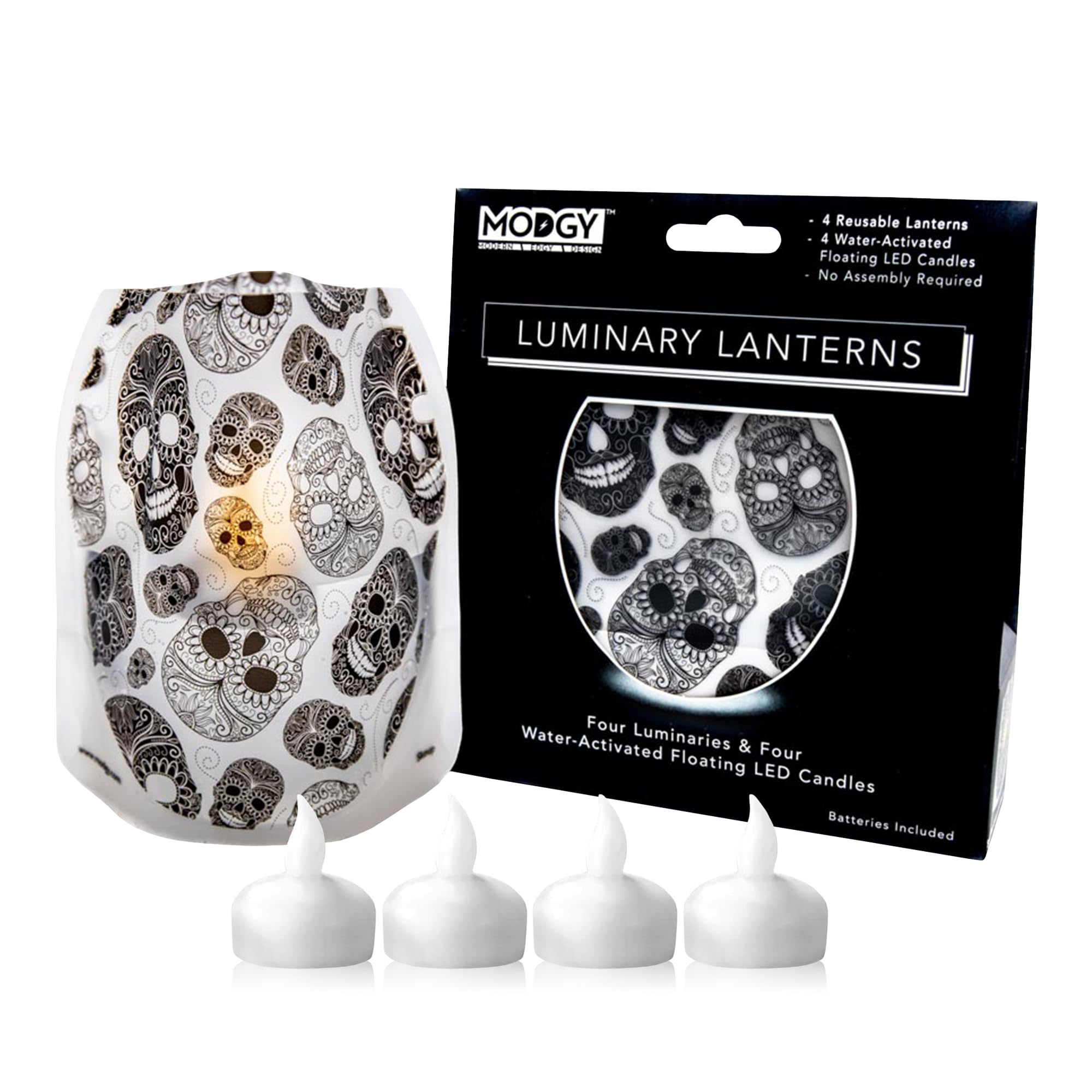 MODGY Luminary Lanterns - 4-Pack Decorative Candle Holders for Indoor & Outdoor Use, Wedding Centerpiece, Patio Decor with Flameless Floating LED Candles - Perfect for Weddings, Parties, Garden, and Home Decor