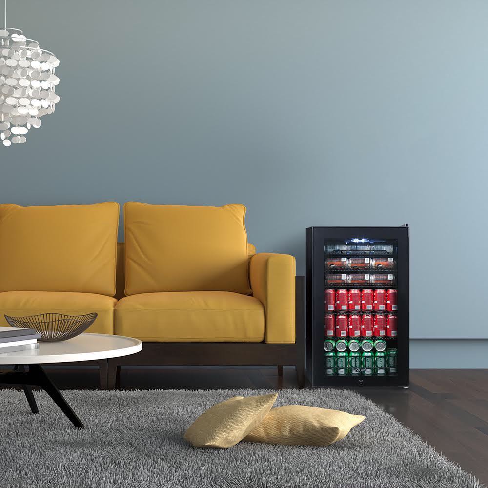 Newair® 126 Can Freestanding Black Beverage Refrigerator - 18.8 Inch Compact Beer & Wine Cooler for Home, Office, or Bar Use