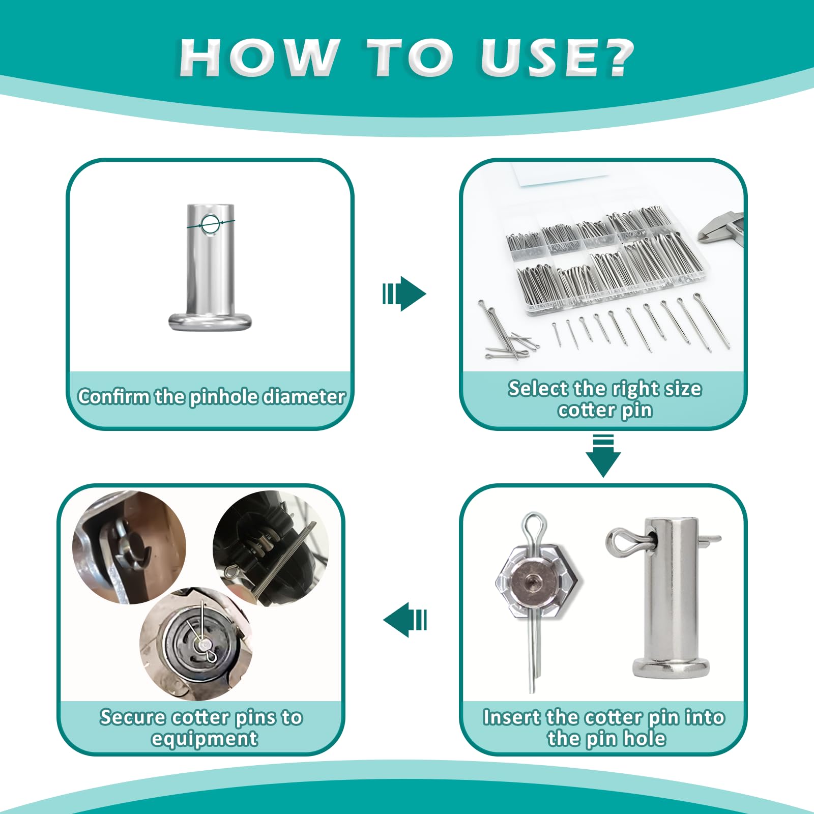 Stainless Steel Cotter Pin Assortment Kit - 275pcs 10 Sizes Hardware Pins for Mower, Tractor, Motorcycle, Boat & Vehicle Maintenance | DIY Repair & Industrial Use