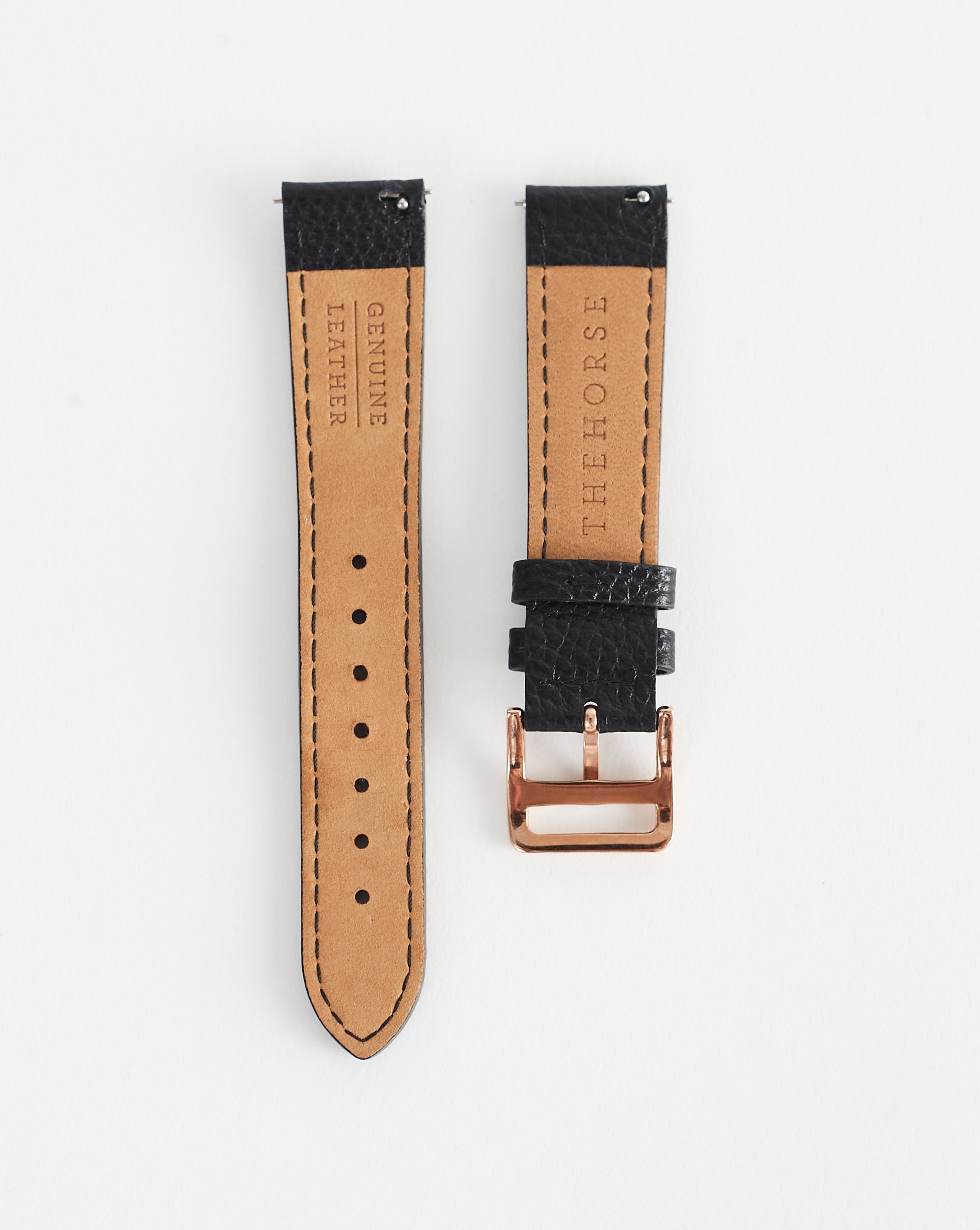 18mm Black Leather & Rose Gold Dress Watch Strap - Elegant Replacement Band for Women & Men - Perfect for Formal Events, Business Meetings & Everyday Wear